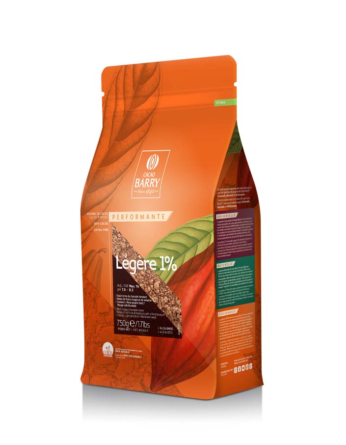 Обезжиренный какао порошок LEGERE 1% Cacao Barry (0,75 кг)