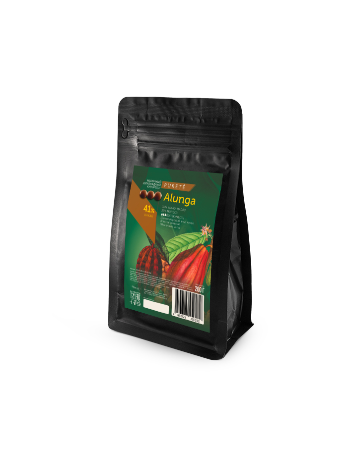 Шоколад молочный Alunga 41% Cacao Barry (0,2 кг)